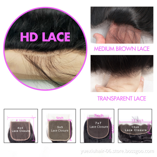 4*4, 5*5 , 6*6,13*4  ,13*6Virgin Human ,Brazilian Peruvian  Cuticle Aligned Lace Front Closure